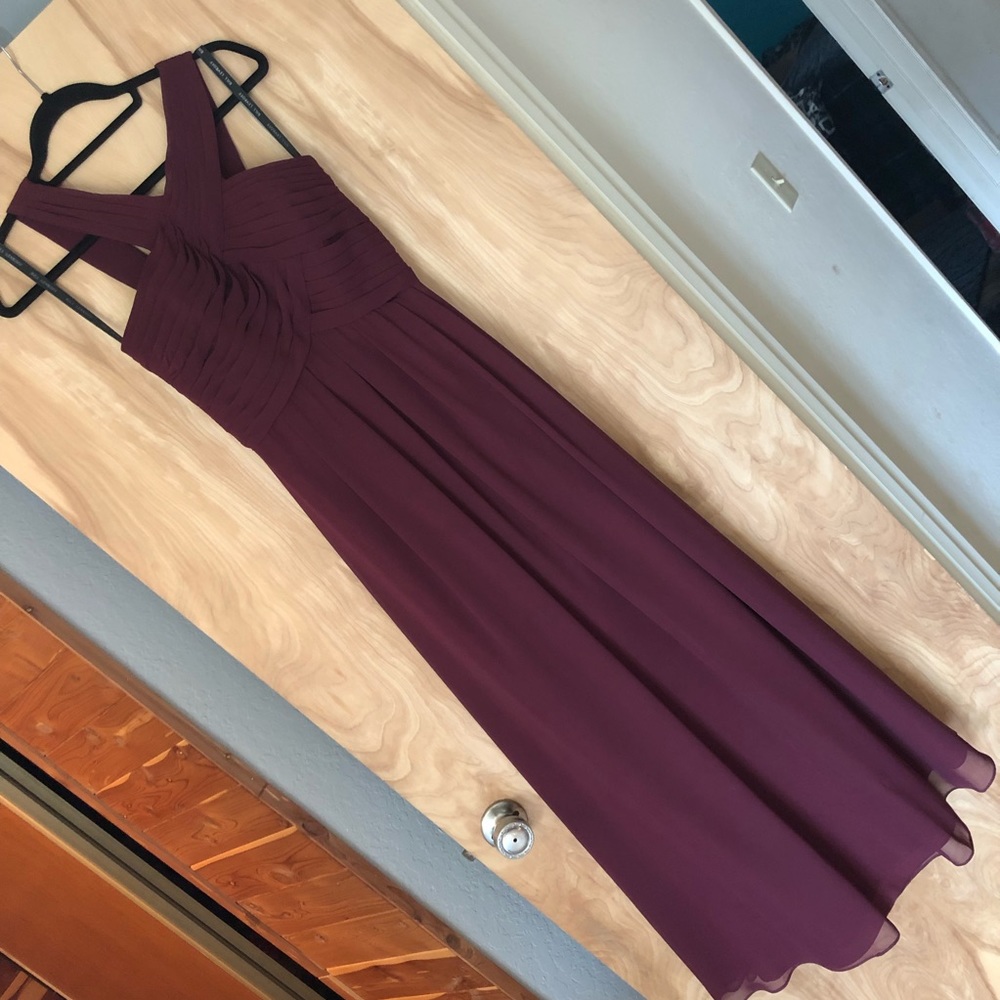 Bill Levkoff Wine Bridesmaid Dress
